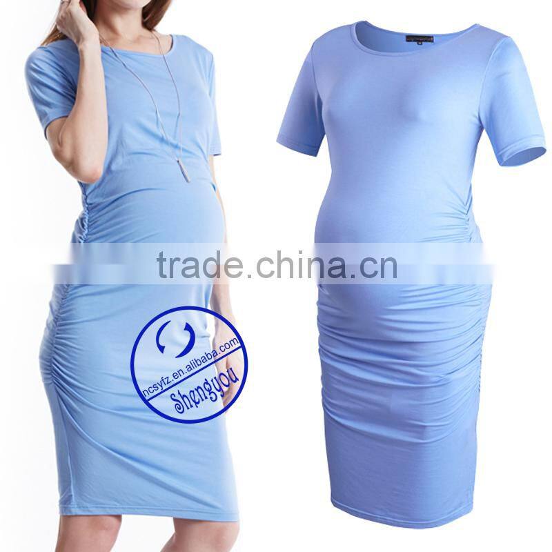 Custom spandex bamboo fiber plain maternity dresses