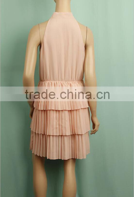 2016 summer plain dyed sweet pink color sleeveless lolita dress chiffon dress MD151032857