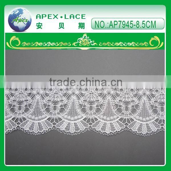 Embroidery polyester lace trim with scallop on both side AP7942