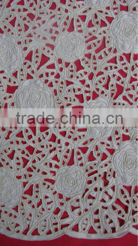 54' Width beaded lace fabric ivory cording
