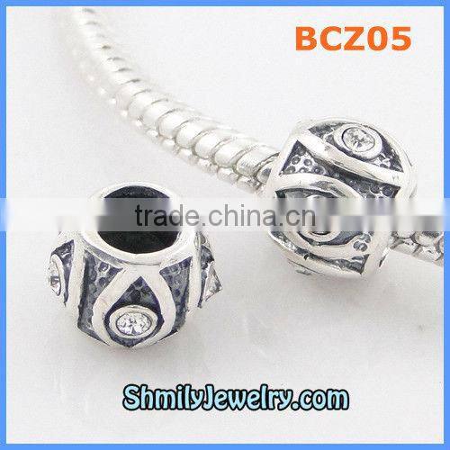 Wholesale 925 Sterling Silver CZ Pave Beads With Flower Pattern BCZ03