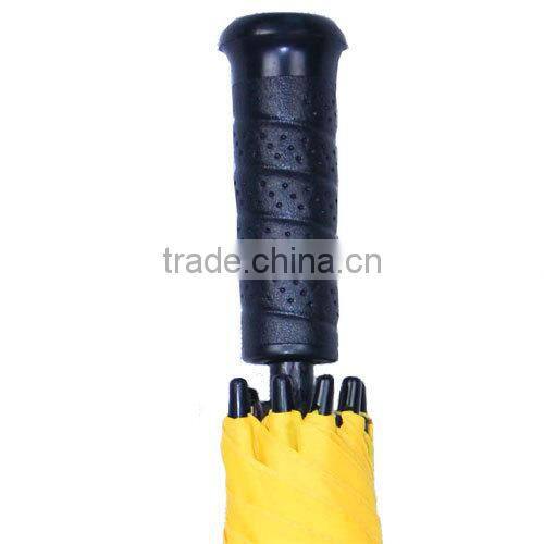 wholesale automatic golf umbrella with T190 pongee fabric and rubber coated plastic handle with custom logo