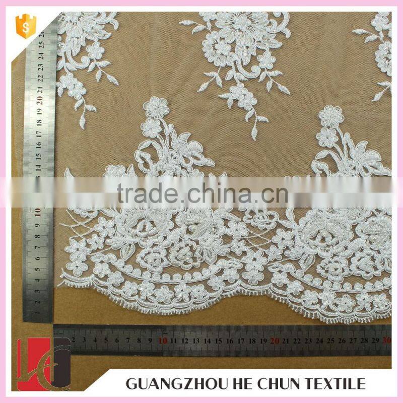 HC-6317-1 Hechun International Shopping Pure White Chiffon Flower African Handcut Bridal Lace Fabric