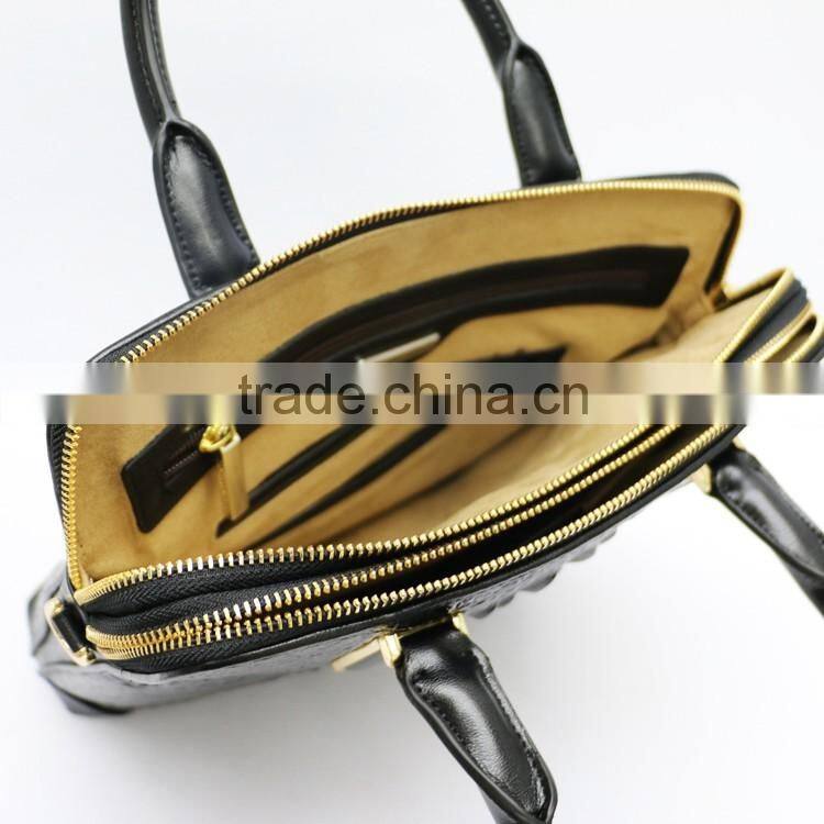 New men's briefcase crocodile grain bag black PU leather briefcase