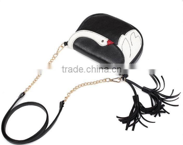 2016 new arrival handbag fashion swan pattern shoulder bag high quality PU handbag