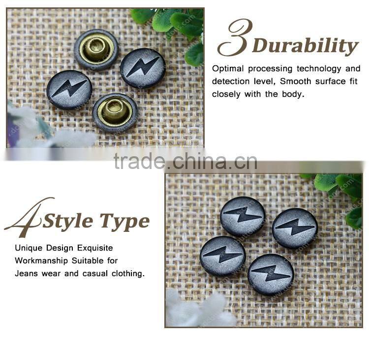 9MM Lightning logo metal jeans rivet for leather jacket men