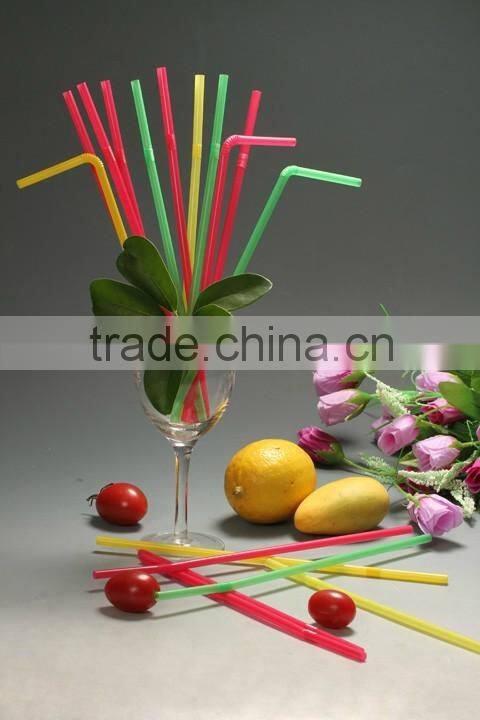 Disposable plastic straw with different colors long flexible drinking straws