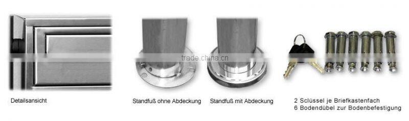Hot sale in Germany market 304 Stainless Steel apartment building mailboxes