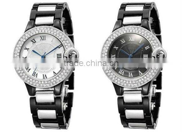 lovers black and white crystal ceramic watch