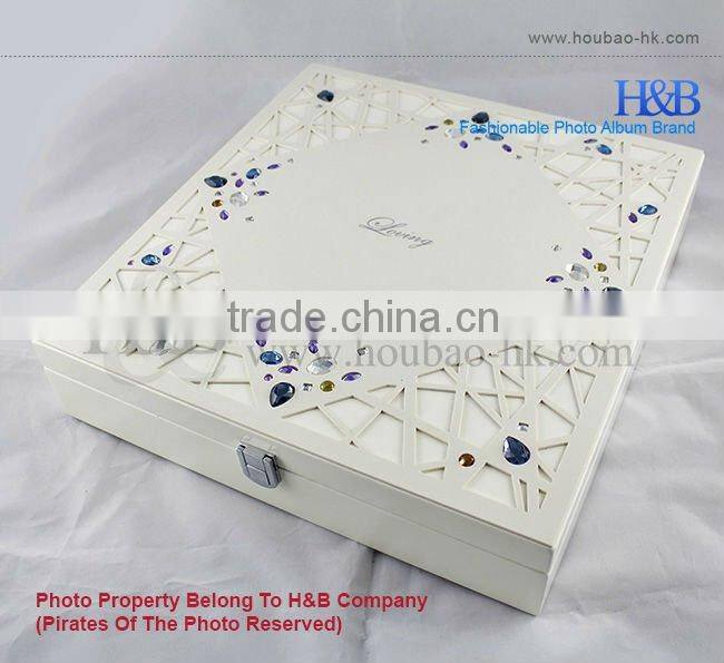 12*12'' White Painting Wedding Album Box With Coloring Crystal