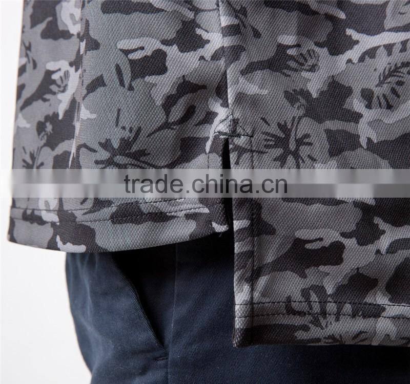 camouflage prin branded collar t-shirts black oem supplier
