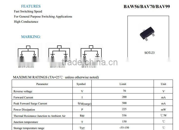 Surface Mount BAV99W diode SOT-323