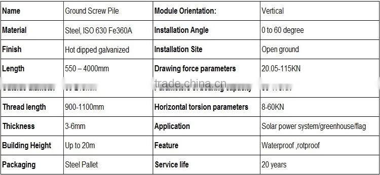 earth screw anchor for solar mounting N76*1600