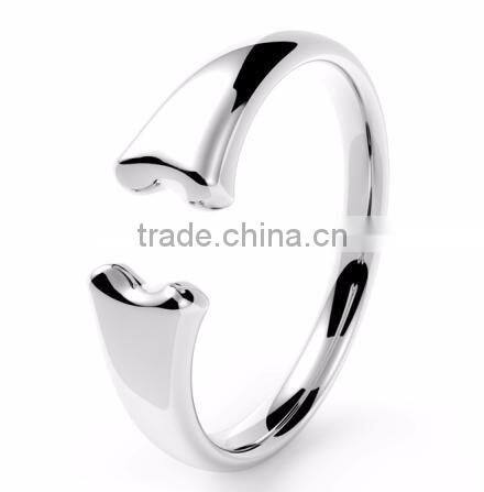 High polish stainless steel cuff girls bangle Charms silver bracelet