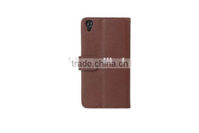 New Product PU Leather Classic Book Folio Case for Sony C6 with Card Slot and Stand