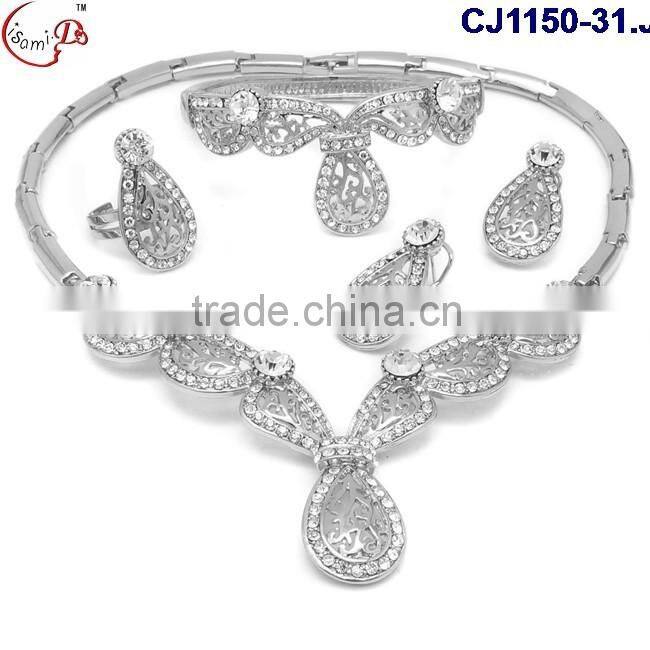 2016 top jewelry gold plating with rhinestone jewelry set wedding/evening party crystal jewelry set wholesale