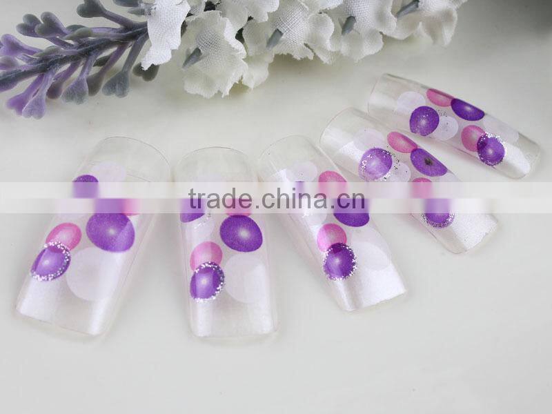 Wholesale false nails glitter powder designed artificial nails