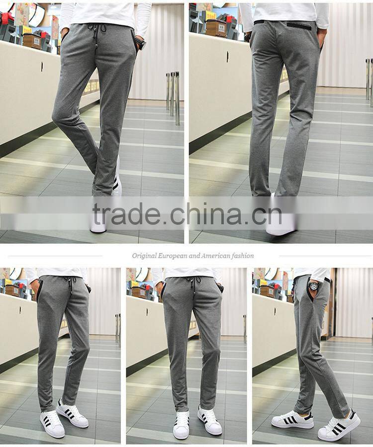 Men Fashion Causal Cotton Pants Solid Color Trousers Man Breathable Straight Plus Size Pants Tether Closed Lapel Sweatpants