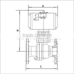pneumatic ball valve with double acting pneumatic actuator