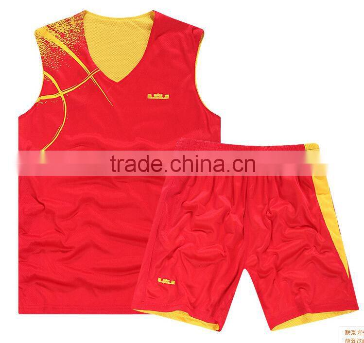 100% polyester custom double mesh wholesale reversible basketball jerseys / uniform