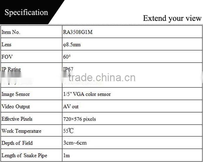 ODM/OEM diameter 8.5mm 3.5" HD LCD industrial borescope