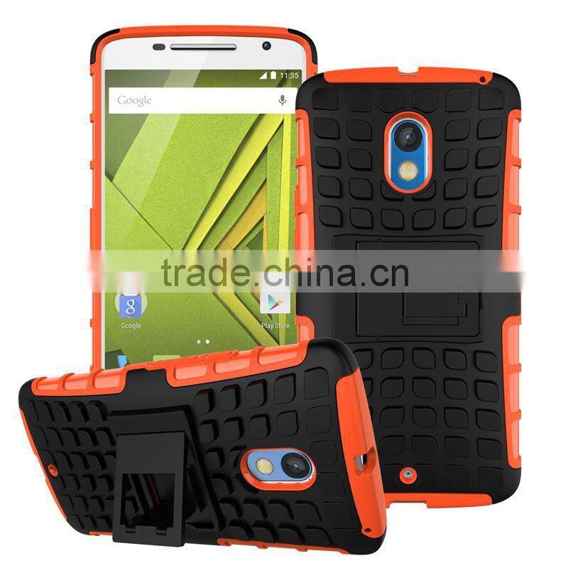 Hot! New! 2 in 1 Dual Slim Armor TPU&PC kickstand phone case for moto x play made in china