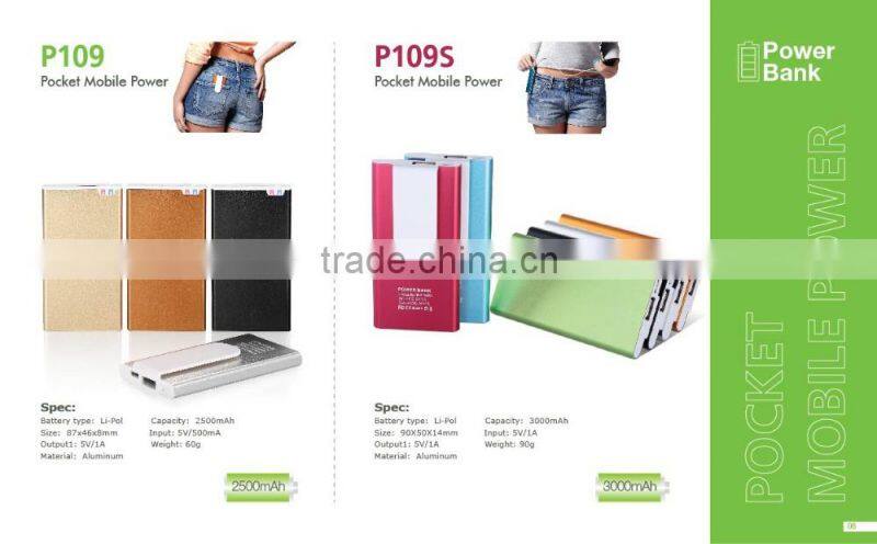 2016 Hot selling slim 3000mah credit card portable power bank silm bank power 2 IN 1 USB Charger