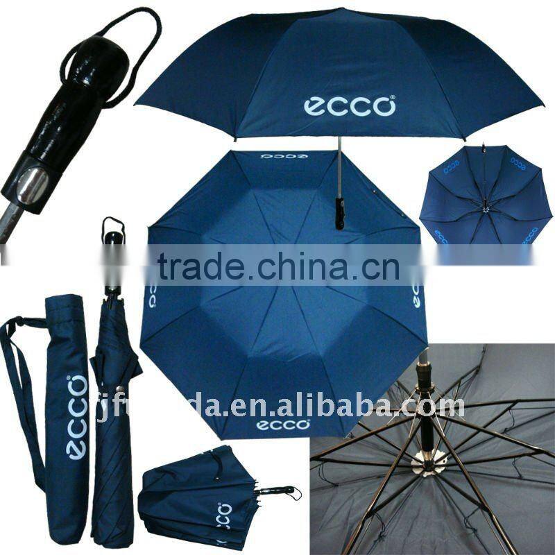 auto double layers blue 2 folding golf umbrella