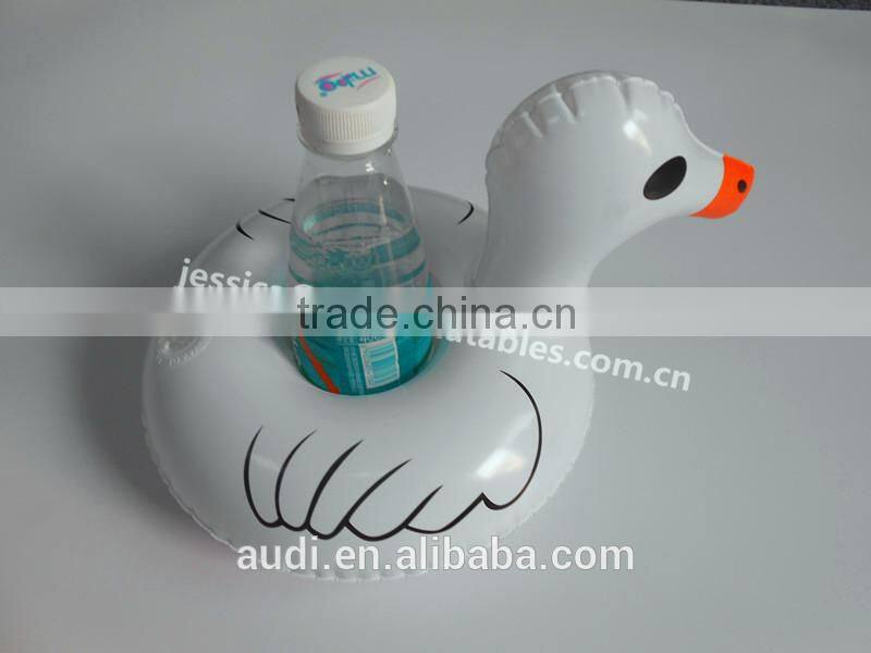 Plastic inflatable floating swan cup holders