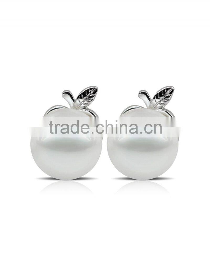 AAA freshwater pearl earring 9-10mm fashion white button pearl earring