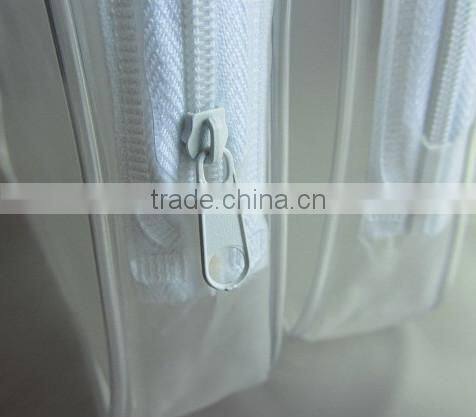 white frosted zipper closure transparent clear pvc cosmetic bag