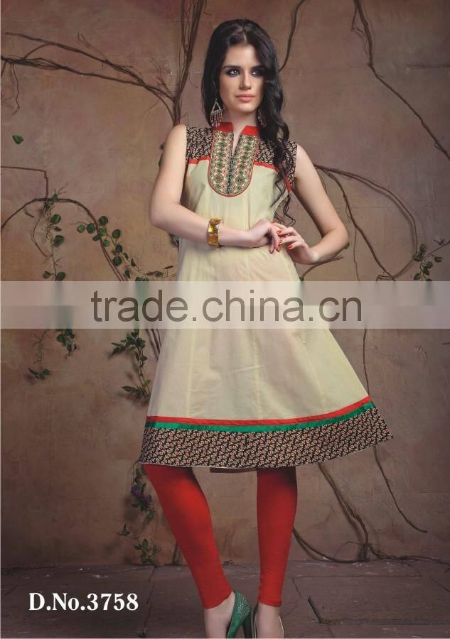 Indian Hand Block Printed Top Kurti Dress Ladies Women Kurta Blouse Shirt