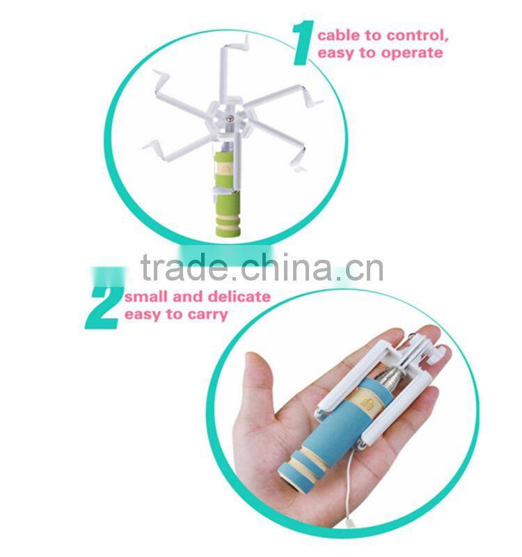 New style high quality cheap remote cable wholesale selfie stick