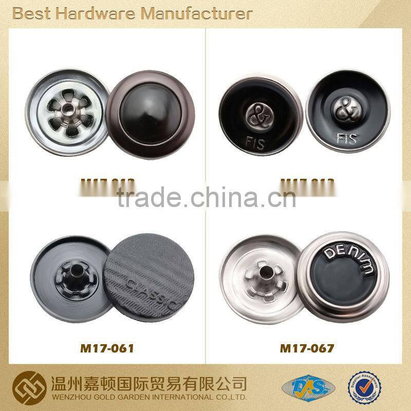 high quality 17mm custom metal press snap button for clothing shirts