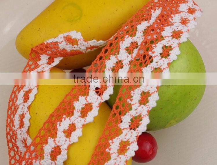 2016 orange african guipure Cotton ribbon trim crochet accessories lace c250103