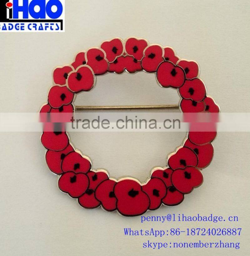factory custom wholesale cheap price poppy metal pin badge
