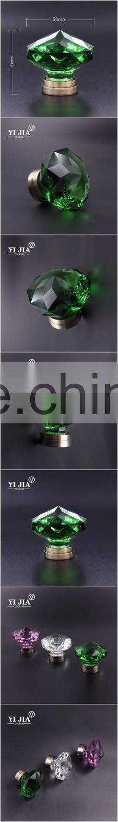 2 1/9 inch vintage solid brass base forest green glass knobs for cabinets