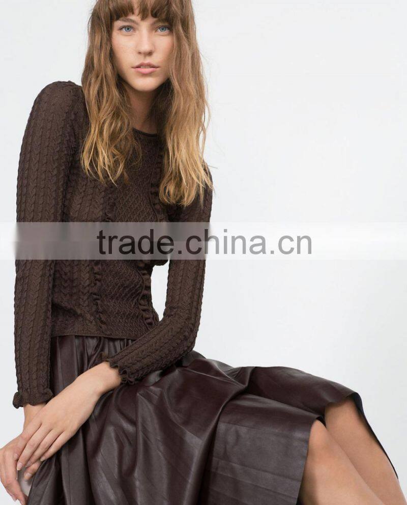 ladies knitted blouses round collar slim knitted sweater