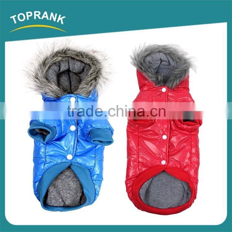 Fashion red blue pet dog clothes cotton winter dog clothes with hat