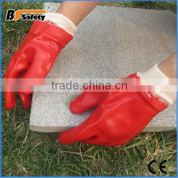 BSSAFETY Red PVC fully dipped waterproof anti-cut hand protection working gloves