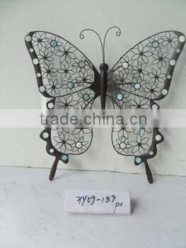 wrought iron handicraft glass garden PATIO OUTDOOR decor beautiful metal butterfly garden decorations