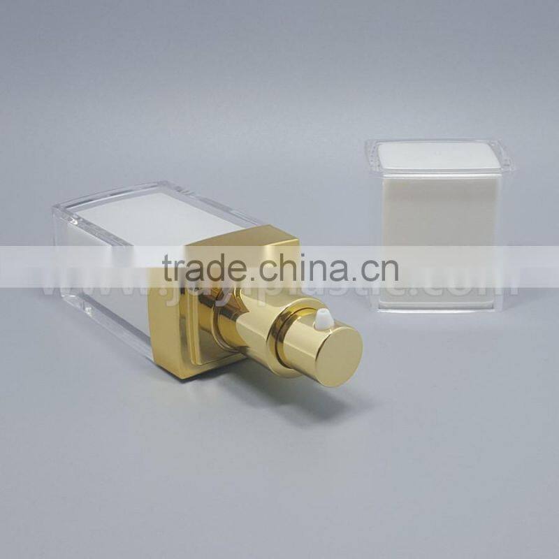 15ml 30ml 50ml square cosmetic lotion pump acrylic bottle, plastic cosmetic lotion pump acrylic bottle with high quality