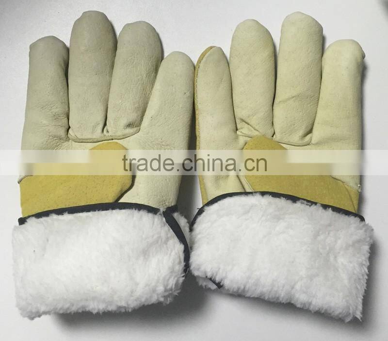 Custom logo winter cheap leather industrial gloves