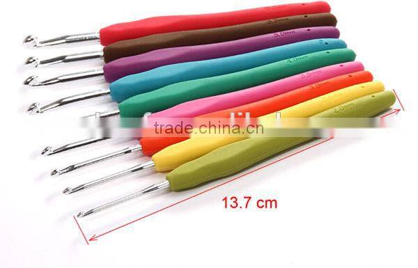 Amazon Hot Sale Aluminum Crochet hook , Soft handle crochet hook set