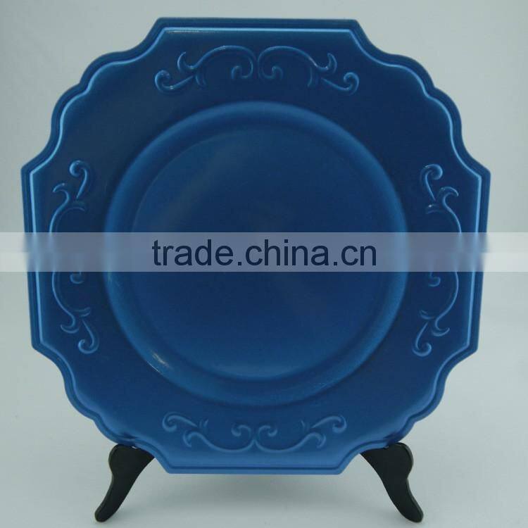 Square plastic wedding charger plates for wedding and home table use decoration square black charger plates