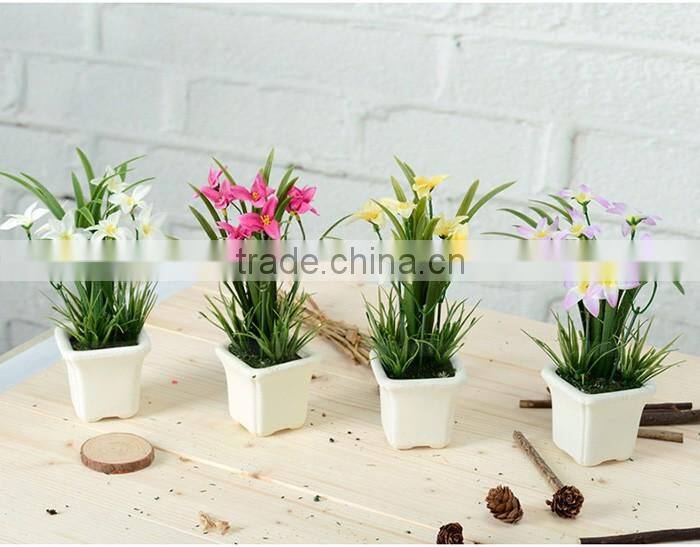 New design home table decor silk flowers small artificial potted orchids