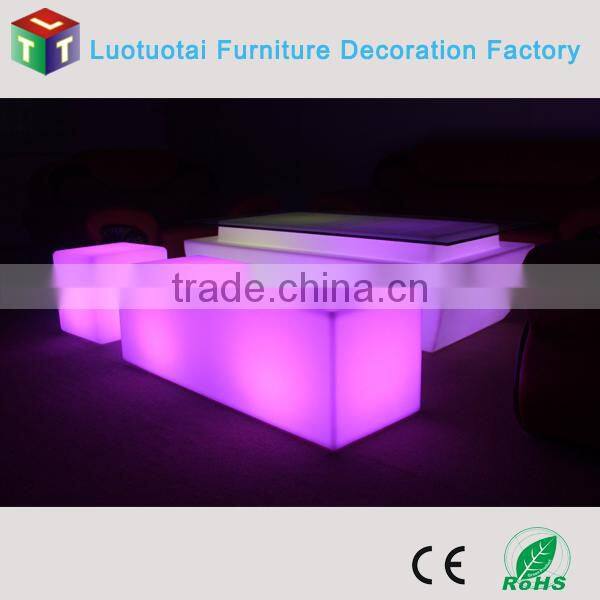 Manufacturer L120*W40*H40CM long stool PE chair with remote control 16 mix changeable colors