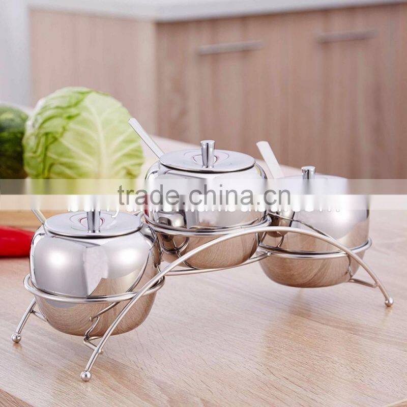 Salt Pepper Sugar Storage Container Stainless Steel Condiment Caddy