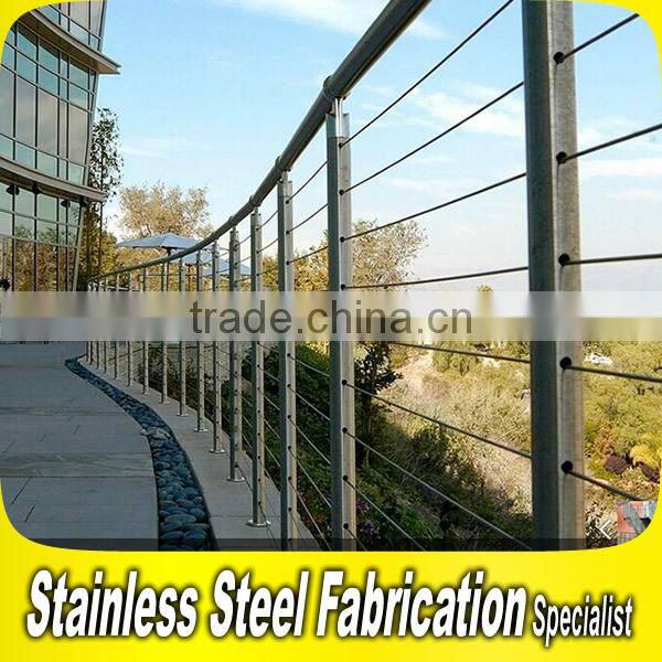 Outdoor Balcony Glass Stair Railing 304 Stainless Steel Cable