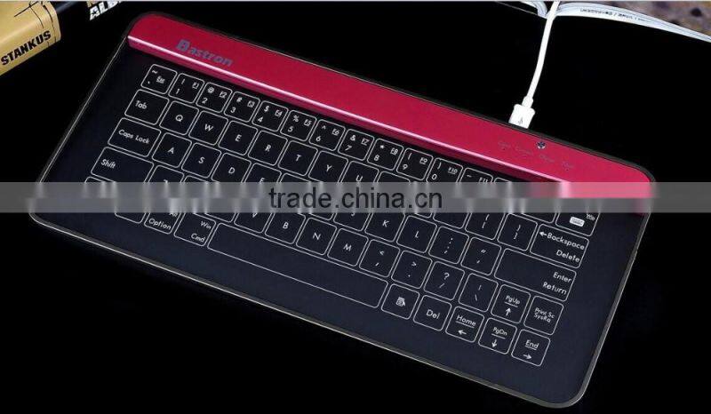 New Transparent Super Thin Glass Touch LED Backlit Universal Wired Keyboard For Windows/IOS/Android/OSX With Gesture Function